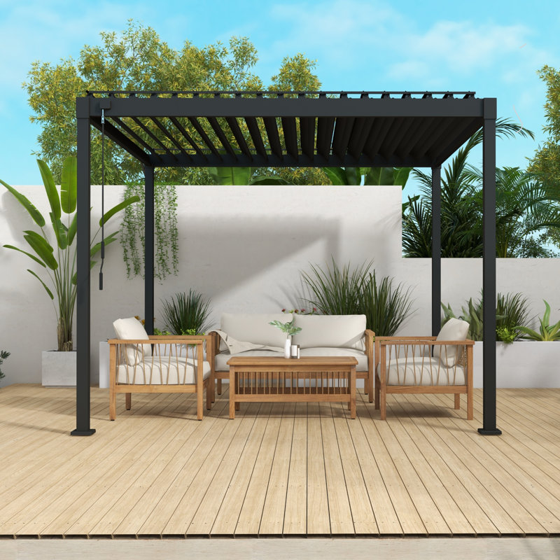 Mirador 80/88S Metal Frame Pergola with Adjustable Louvered Roof ...